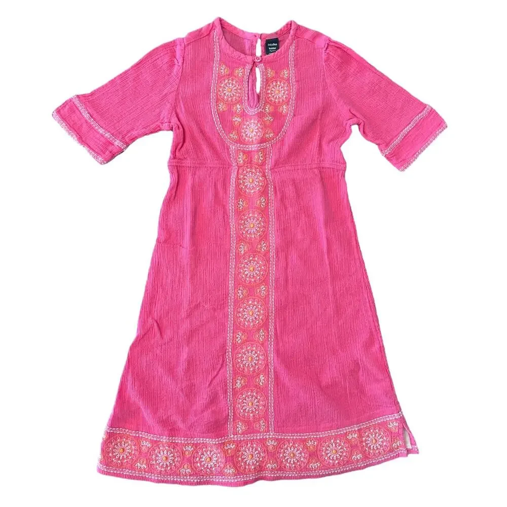 Gap Embroidered Flower Pink Dress/ Swim Cover. Size 4